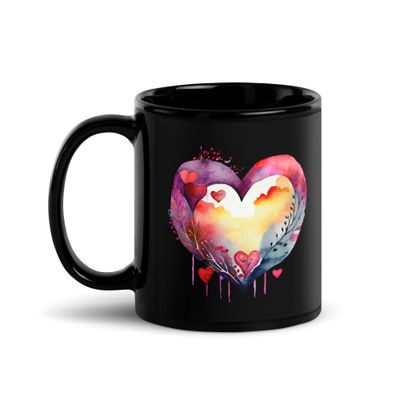 Valentine Love Heart Black Coffee Mug