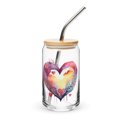 Valentine Love Heart Can-Shaped Glass