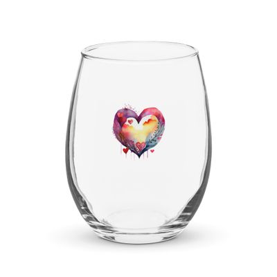 Valentine Love Heart Stemless Wine Glass