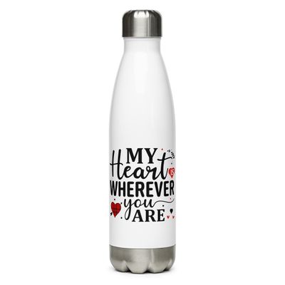 Valentine-My Heart Is Wherever You Are Stainless Steel Water Bottle