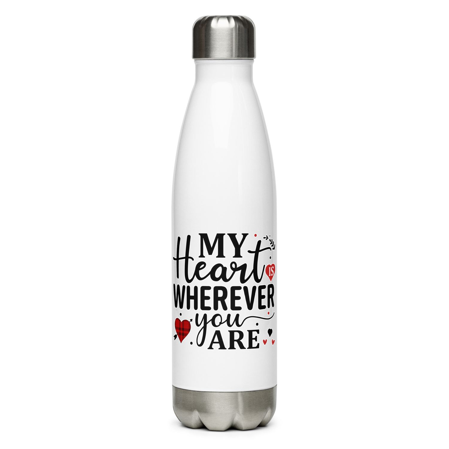Valentine-My Heart Is Wherever You Are Stainless Steel Water Bottle