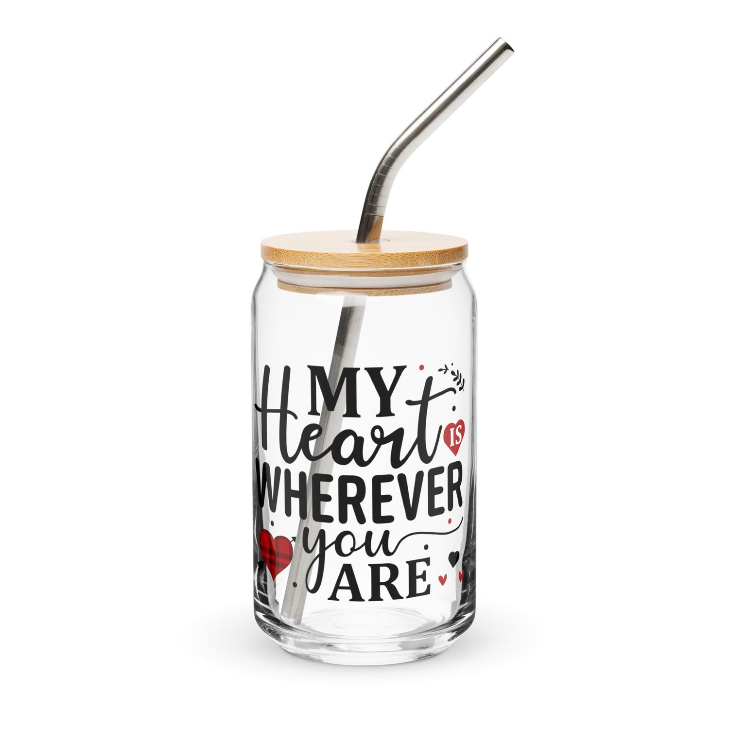 Valentine-My Heart Is Wherever You Are Can-Shaped Glass