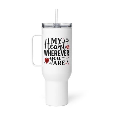 Valentine-My Heart Is Wherever You Are Travel Mug with a Handle