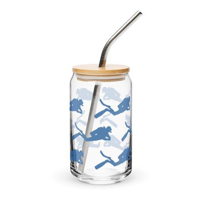 Scuba Diver Can-Shaped Glass