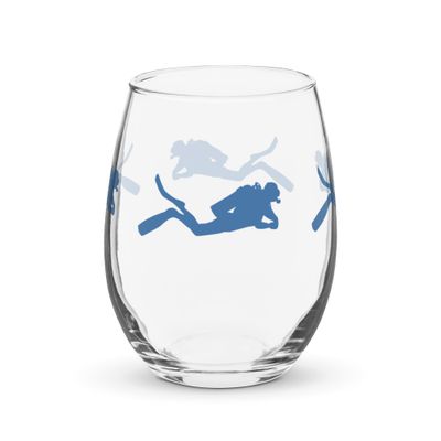 Scuba Diver Stemless Wine Glass