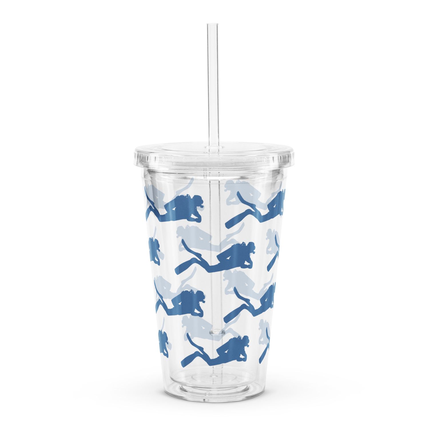 Scuba Diver Insulated Clear Plastic Tumbler