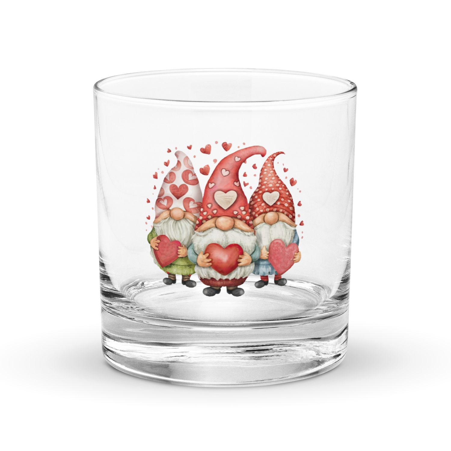 Valentine Love Gnomes Rocks Glass