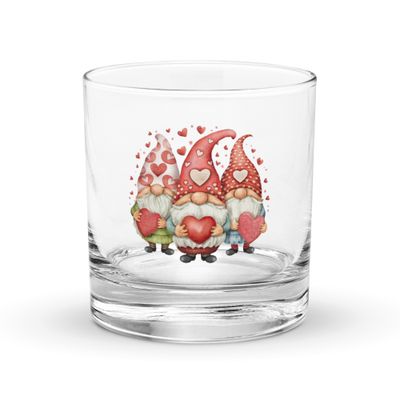 Valentine Love Gnomes Rocks Glass