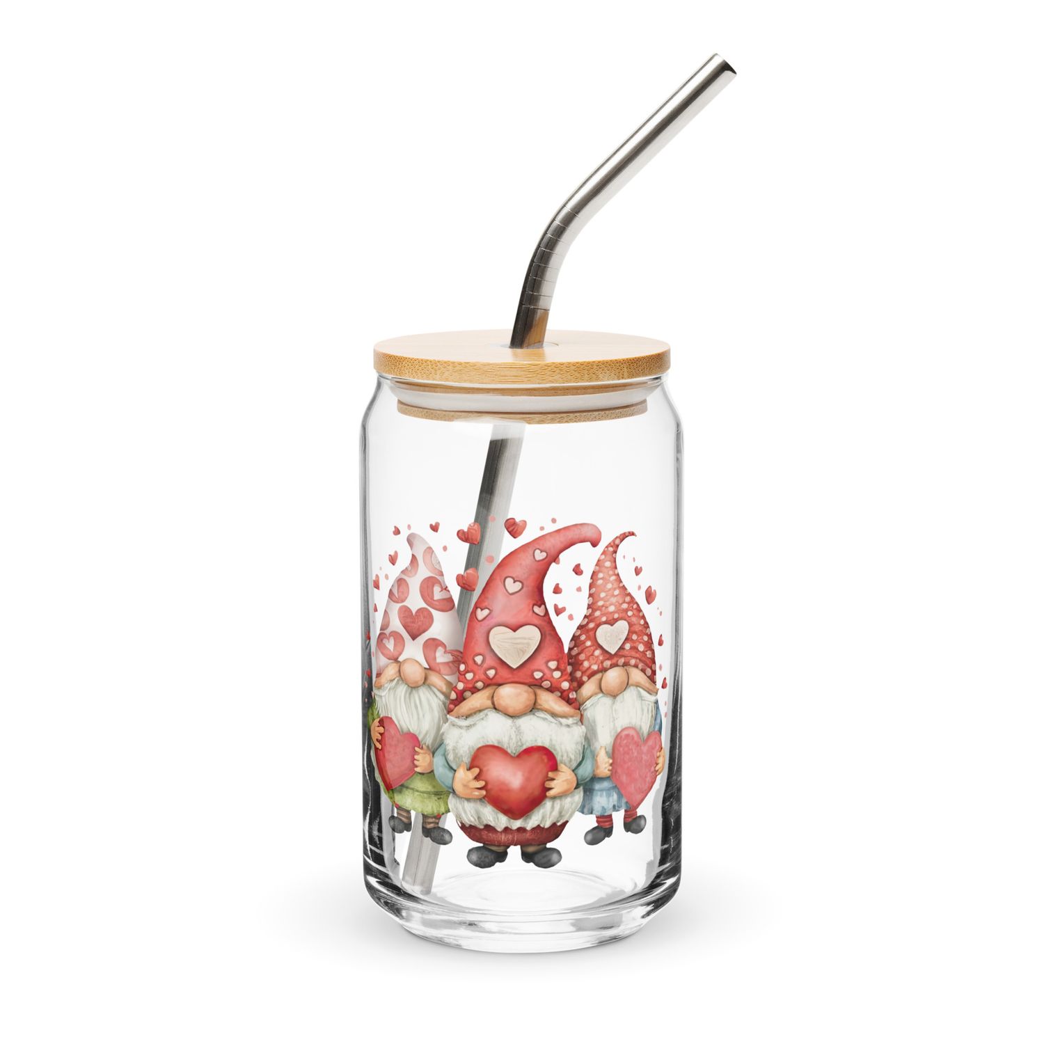 Valentine Love Gnomes Can-Shaped Glass