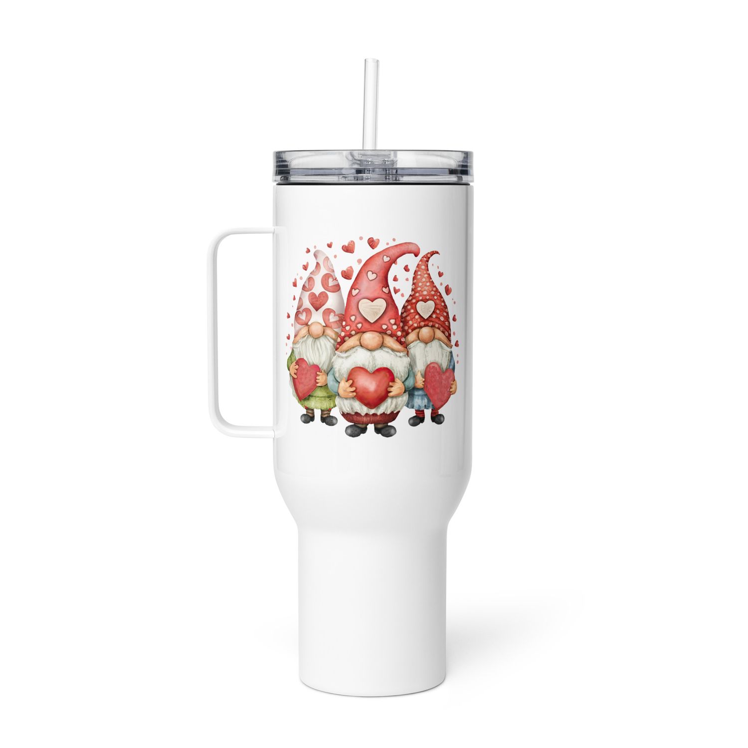 Valentine Love Gnomes Travel Mug with a Handle