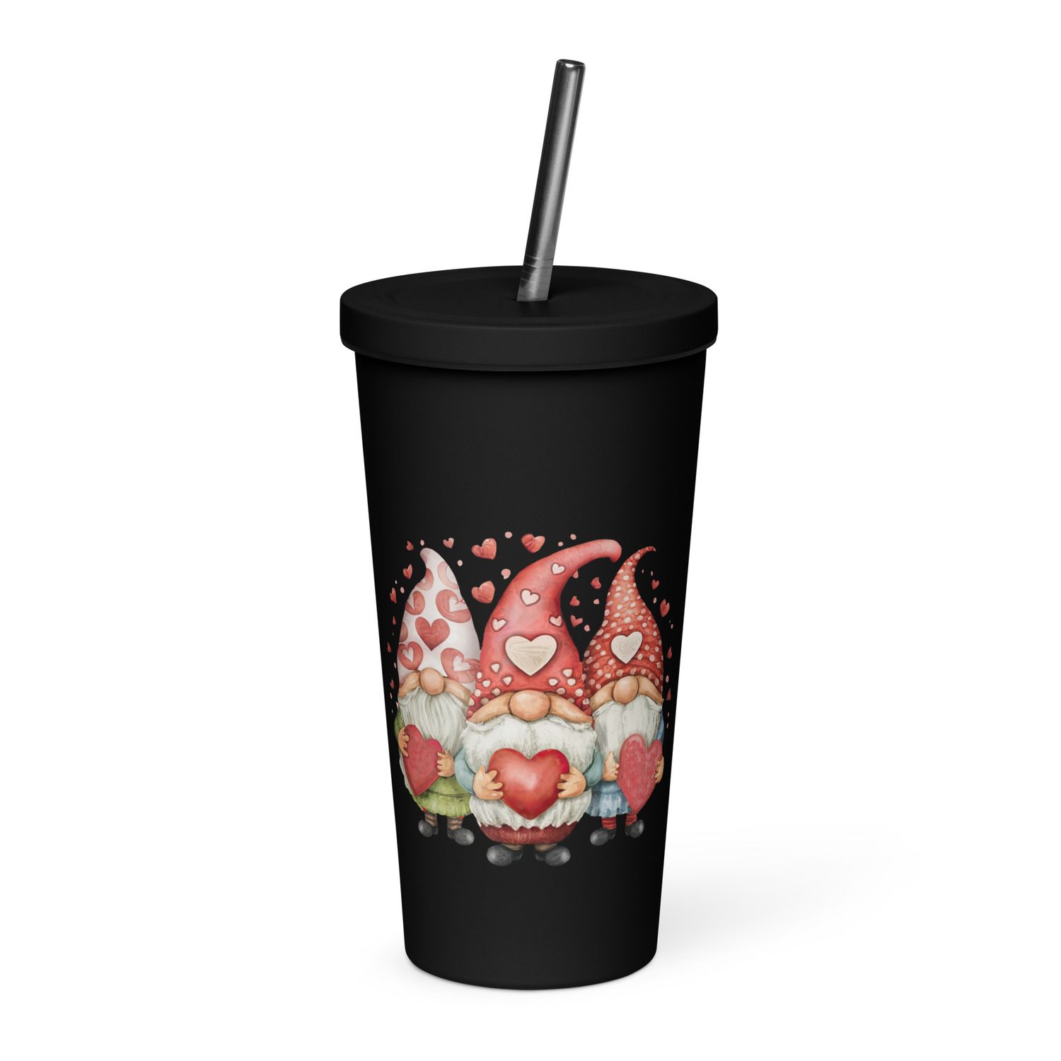 Valentine Love Gnomes Insulated Tumbler with a Straw