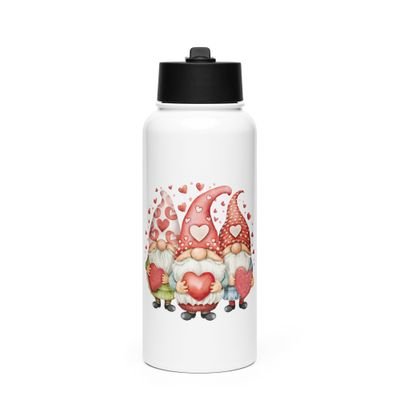 Valentine Love Gnomes Stainless Steel Water Bottle with a Straw Lid