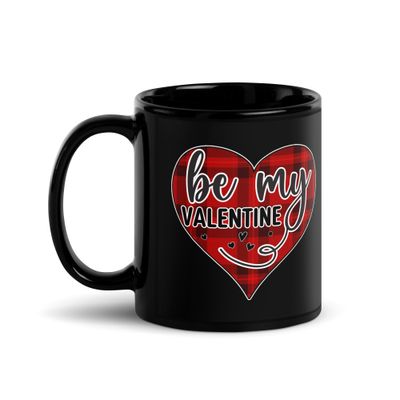 Be My Valentine Black Coffee Mug