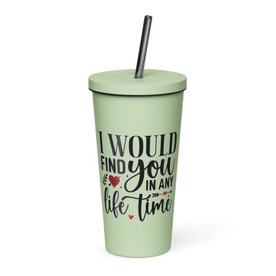 Valentine-I Would Find You In Any Life Time Insulated Tumbler with a Straw