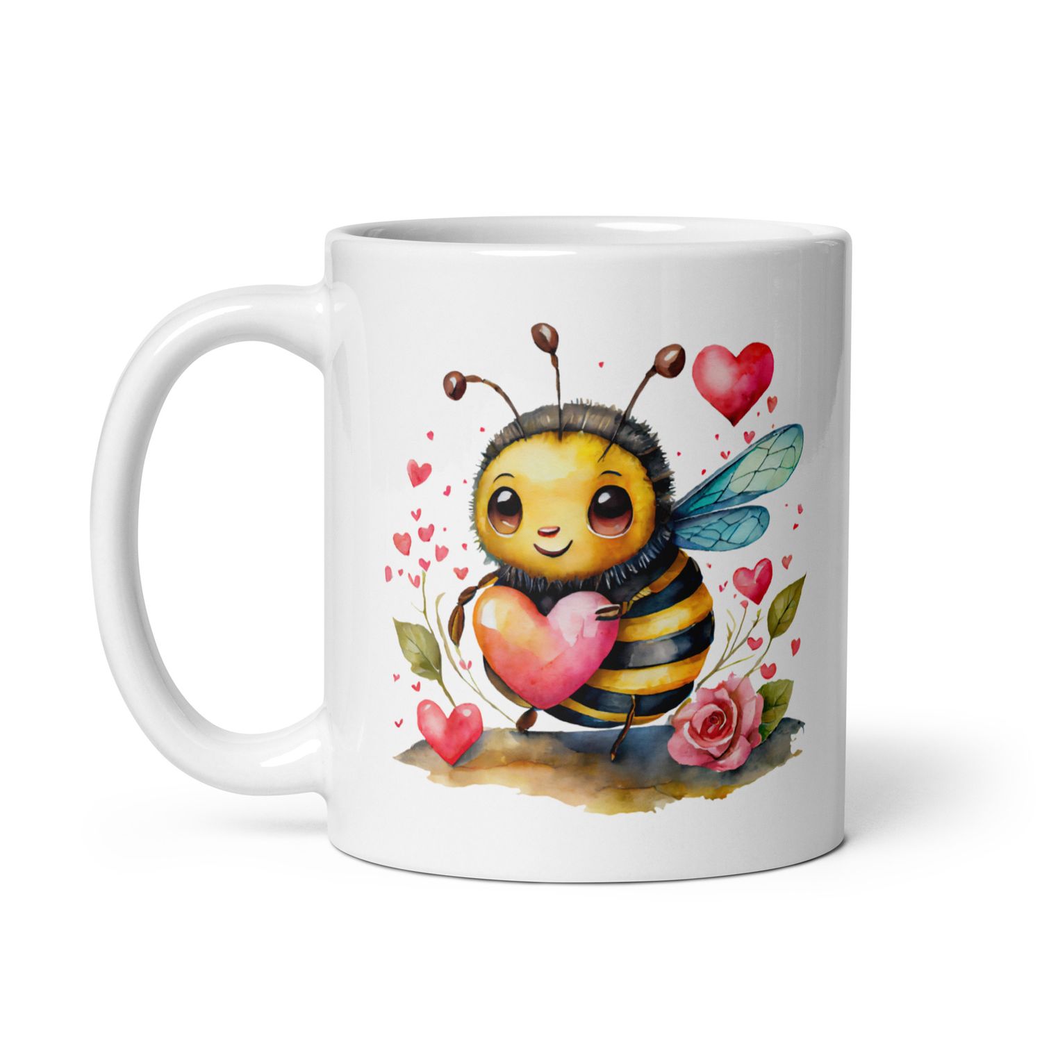 Valentine Love Bubble Bee White Coffee Mug