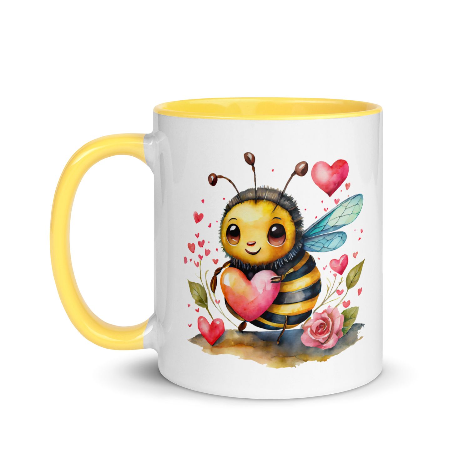 Valentine Love Bubble Bee Mug with Color Interior