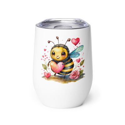 Valentine Love Bubble Bee Wine Tumbler