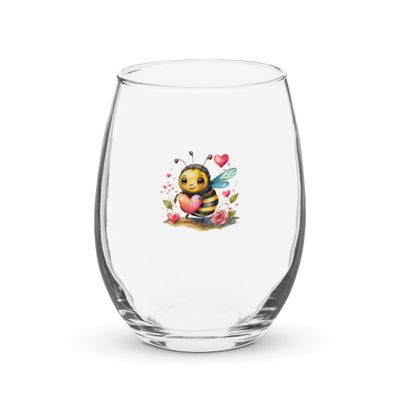 Valentine Love Bubble Bee Stemless Wine Glass
