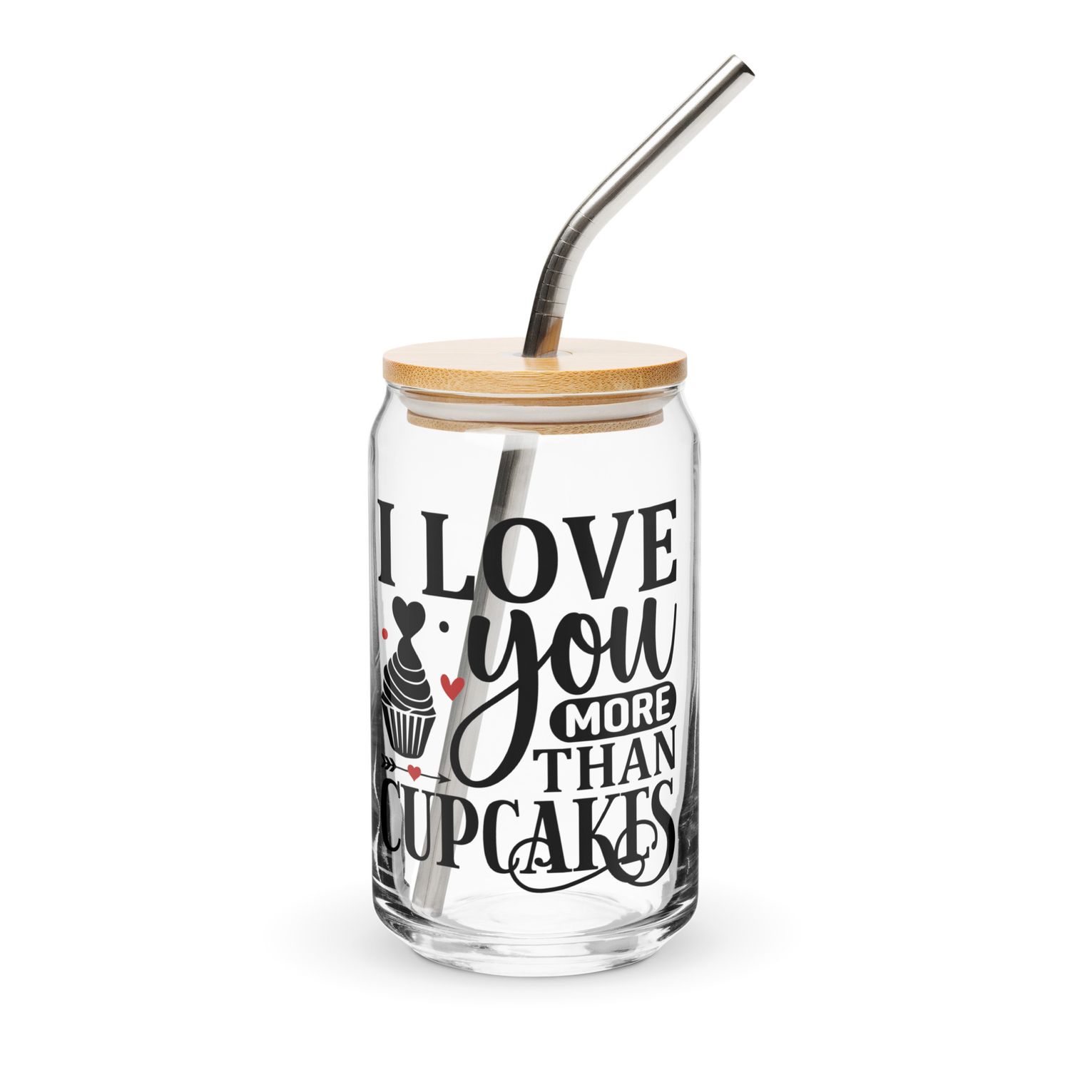 Valentine-I Love You More Than Cupcakes Can-Shaped Glass