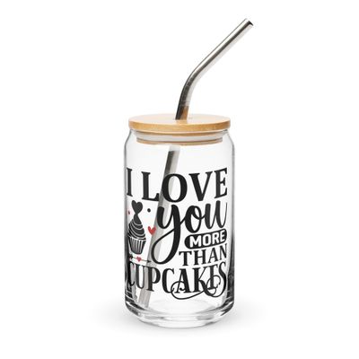 Valentine-I Love You More Than Cupcakes Can-Shaped Glass