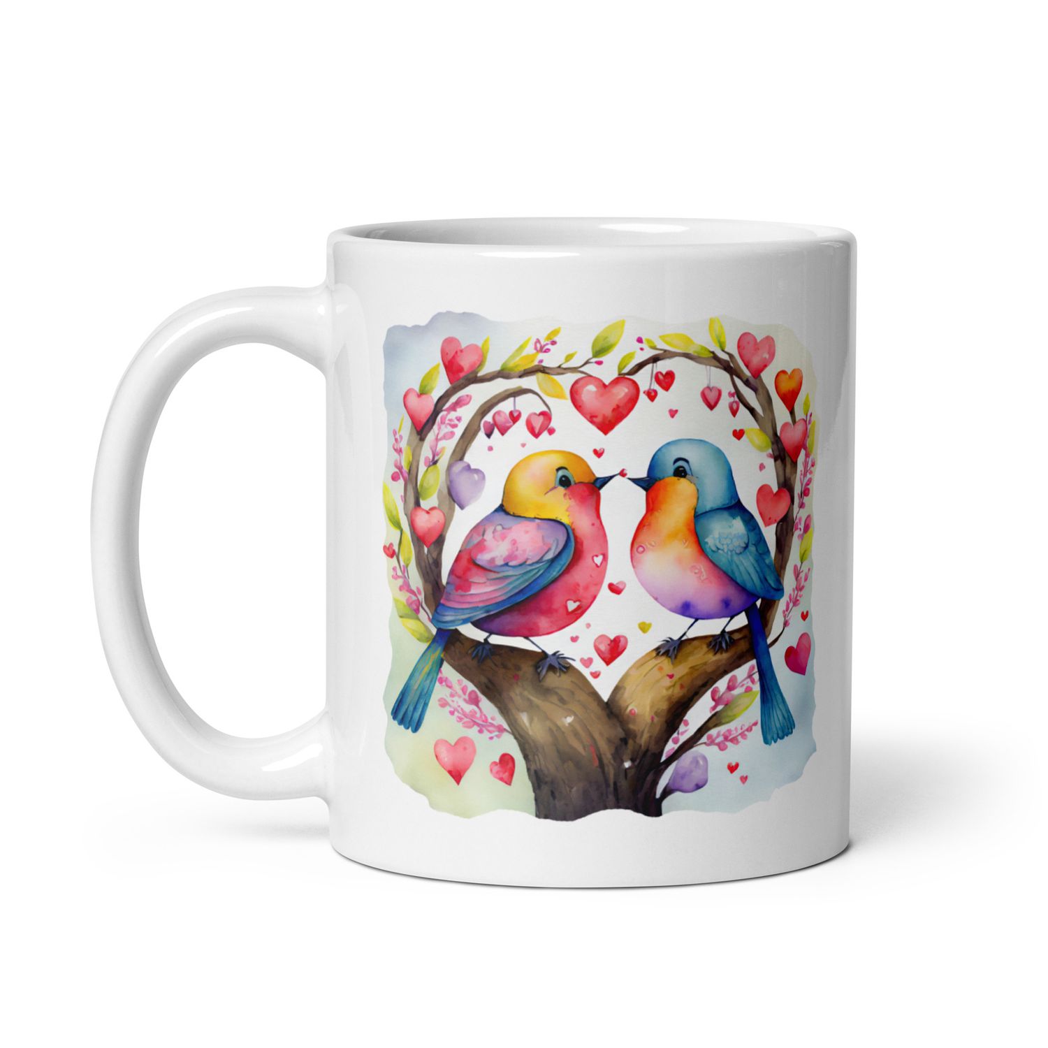Valentine Love Birds White Coffee Mug