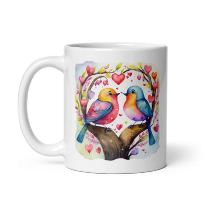 Valentine Love Birds White Coffee Mug