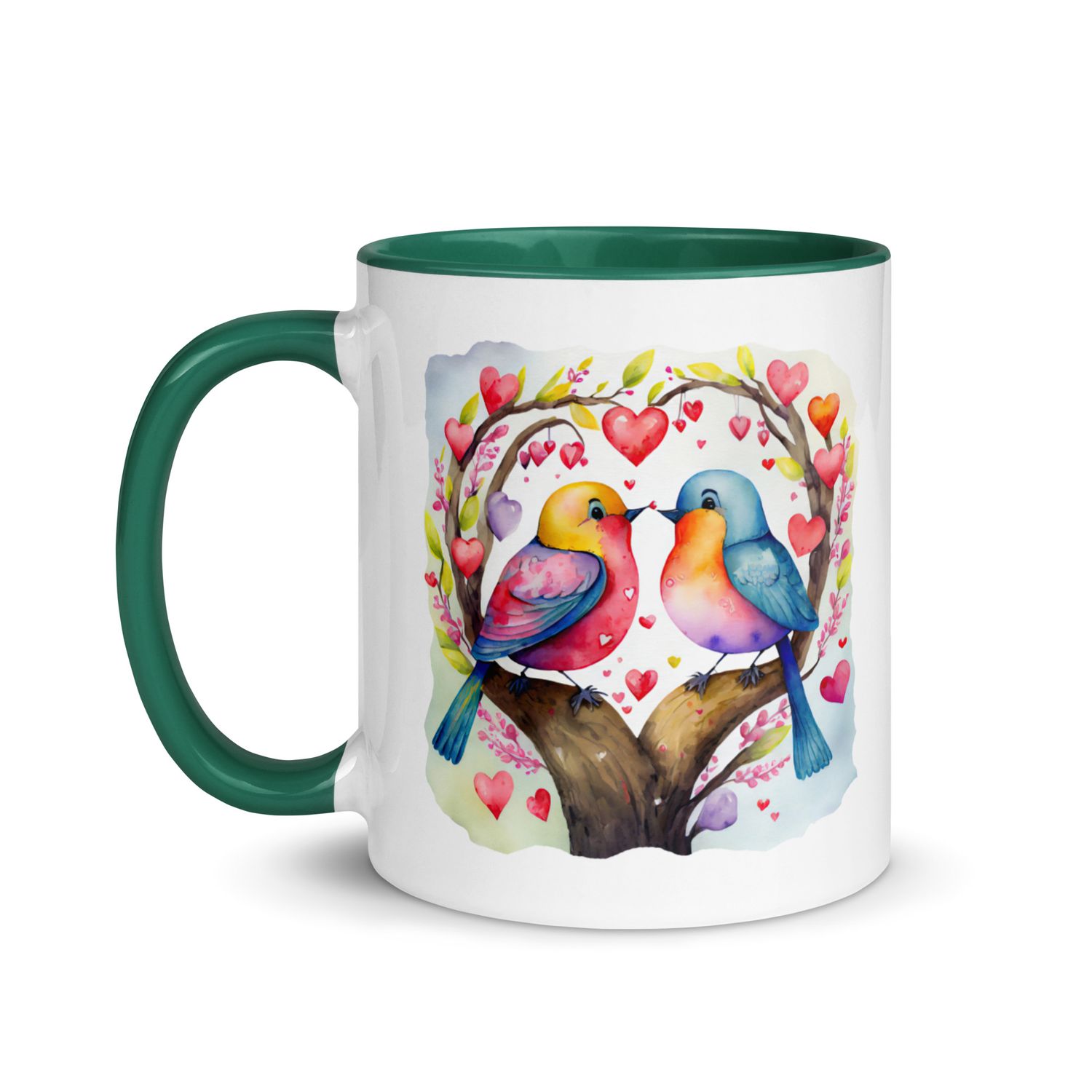 Valentine Love Birds Mug with Color Interior