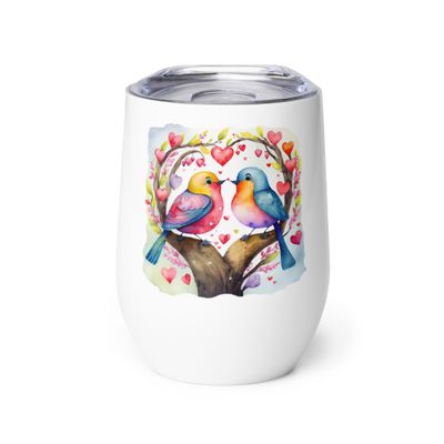 Valentine Love Birds Wine Tumbler