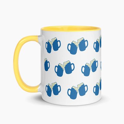White Ceramic Mugs with Color Interior