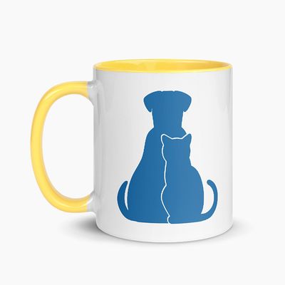 White Ceramic Mugs with Color Interior