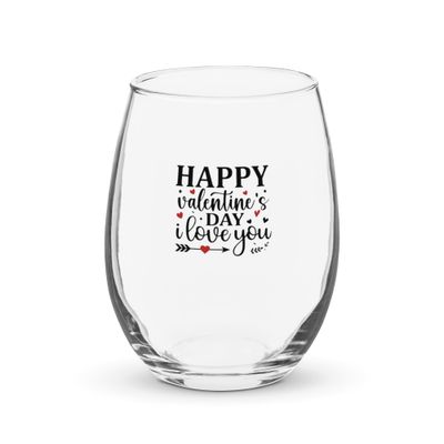 Happy Valentines Day I Love You Stemless Wine Glass