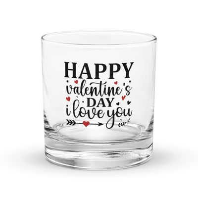 Happy Valentines Day I Love You Rocks Glass