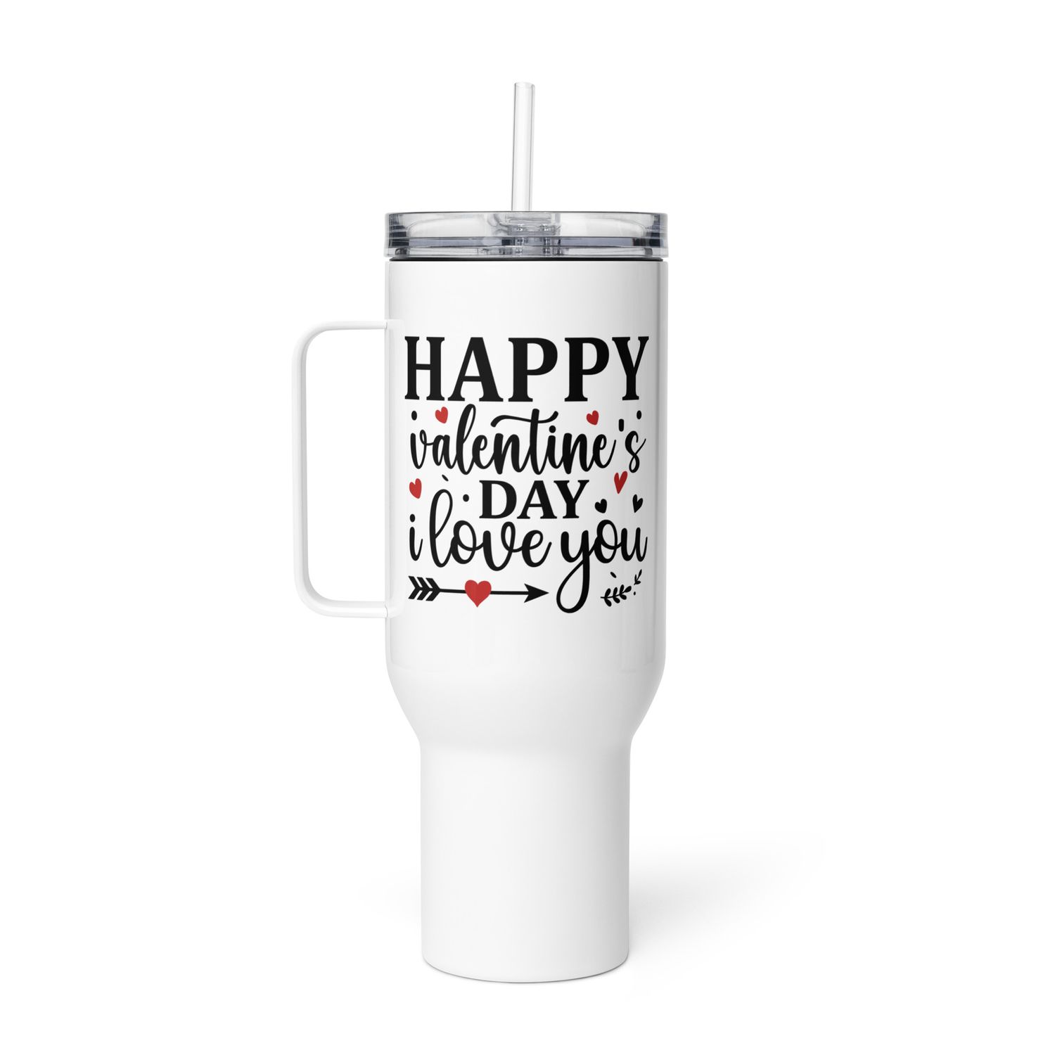 Happy Valentines Day I Love You Travel Mug with a Handle