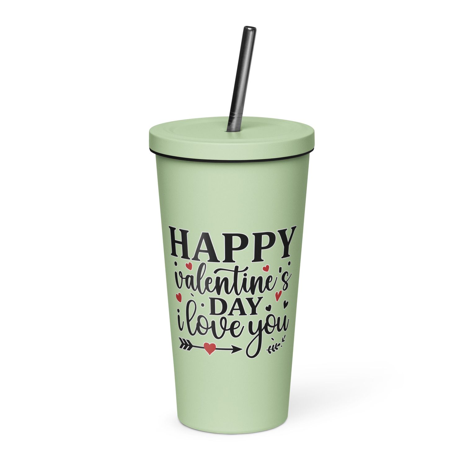 Happy Valentines Day I Love You Insulated Tumbler with a Straw