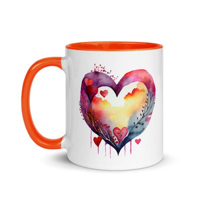 Valentine Love Heart Mug with Color Inside