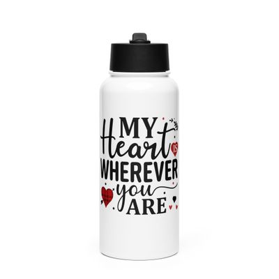 Valentine-My Heart Is Wherever You Are Stainless Steel Water Bottle with a Straw Lid