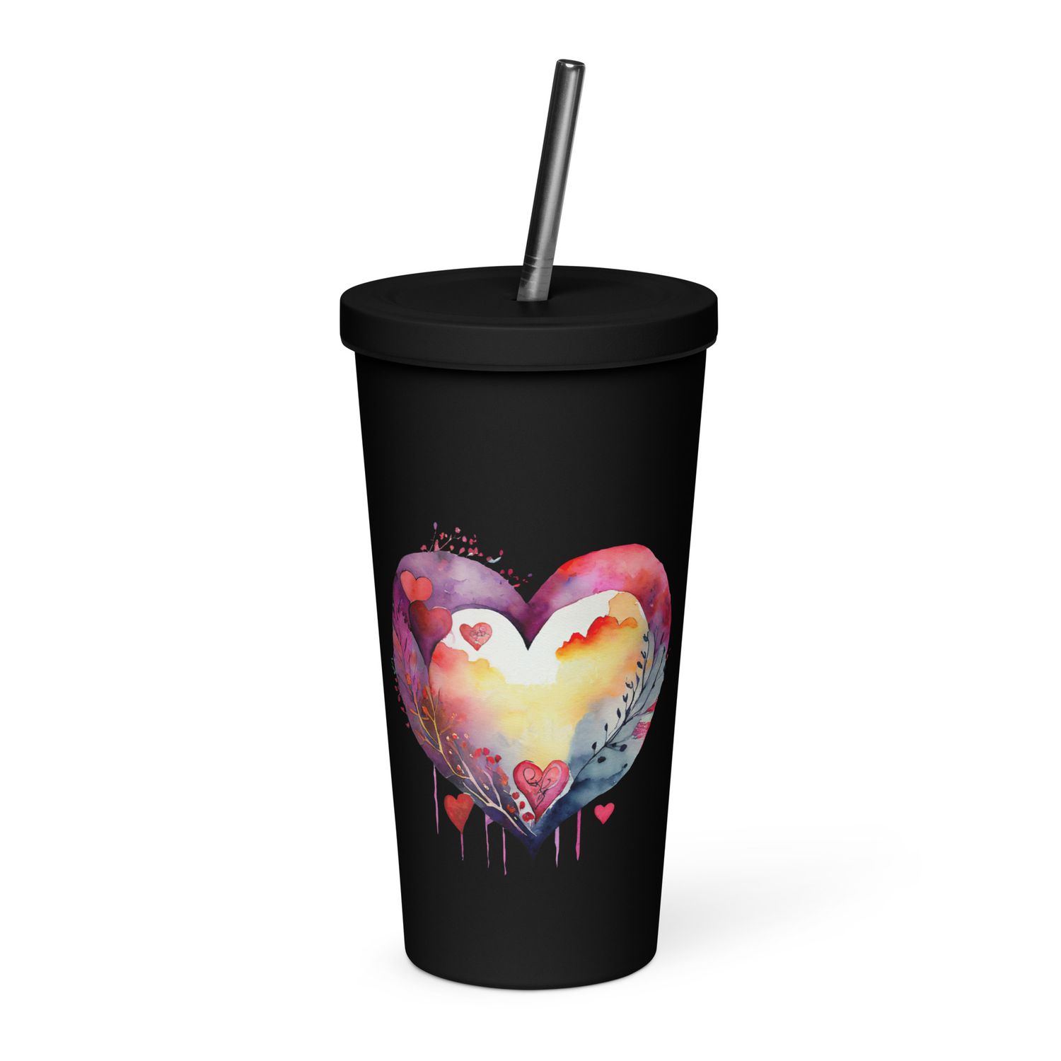 Valentine Love Heart Insulated Tumbler with a Straw