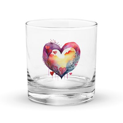 Valentine Love Heart Rocks Glass