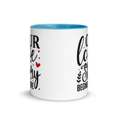 Valentine-Our Love Story Begins Here Mug with Color Inside