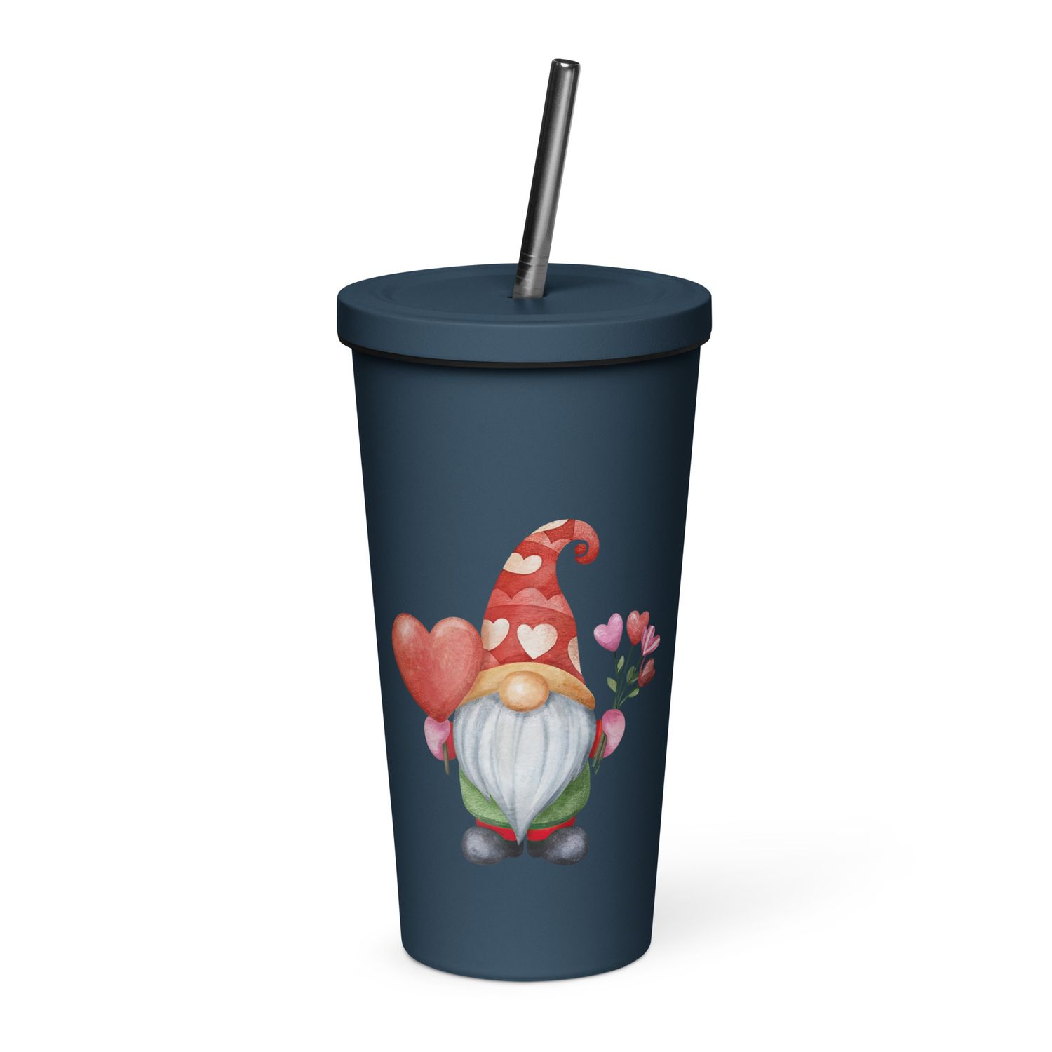 Valentine Gnome Insulated Tumbler with a Straw
