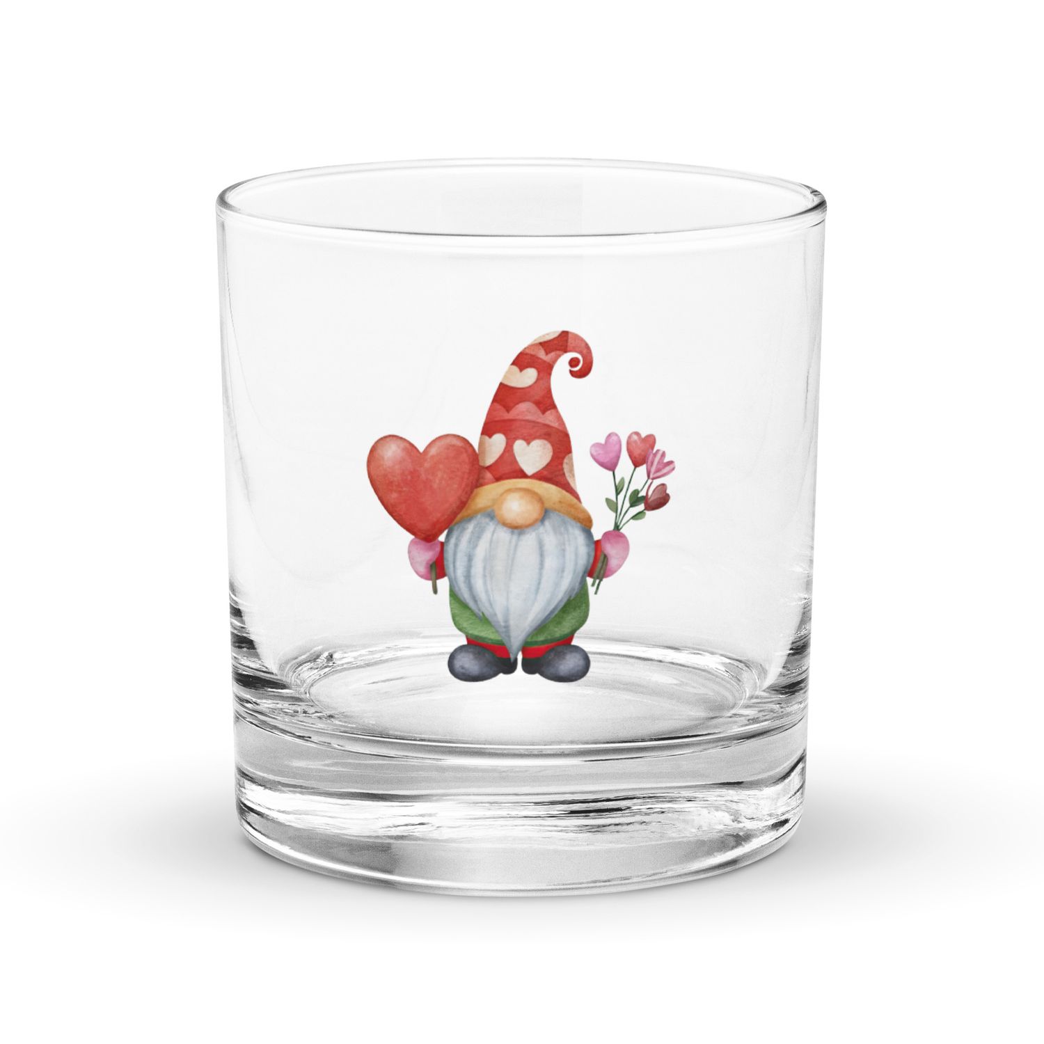 Valentine Gnome Rocks Glass