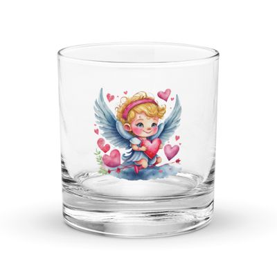 Valentine Angel Rocks Glass