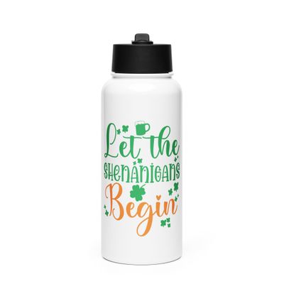 Let the Shenanigans Begin Stainless Steel Water Bottle with a Straw Lid