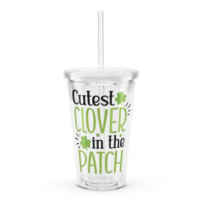 Cutest Clover Clear Insulated Plastic Tumbler