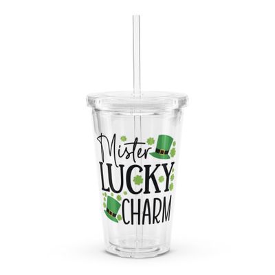 Mister Lucky Charm Clear Insulated Plastic Tumbler