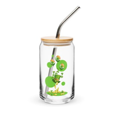 St Patrick&#39;s Day Can-Shaped Glass