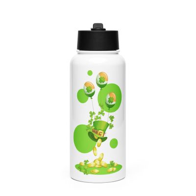 St Patrick&#39;s Day Stainless Steel Water Bottle with a Straw Lid