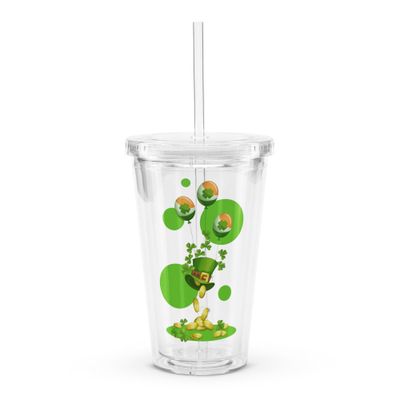 St Patrick&#39;s Day Clear Plastic Insulated Tumbler