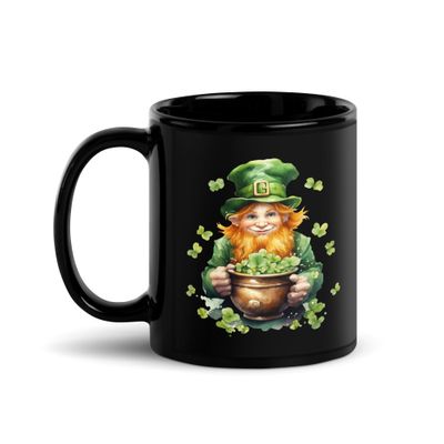 St Patrick&#39;s Day Leprechaun Black Coffee Mug