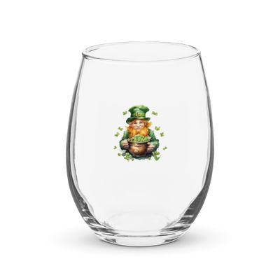 St Patrick&#39;s Day Leprechaun Stemless Wine Glass